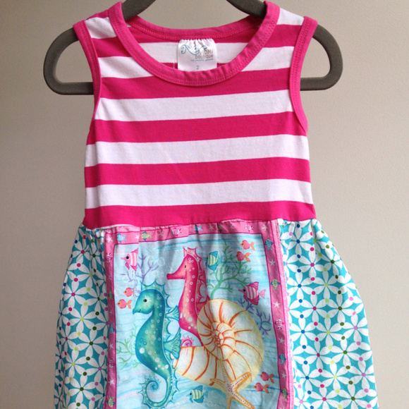 MOMI BOUTIQUE Seaside Beach Seahorse Dress 2T - Picture 1 of 5
